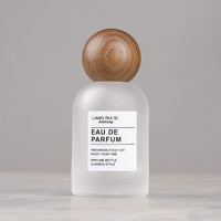 Flacon pulvérisateur en verre de luxe vide de 30 ml et 50 ml avec couvercle rond en bois, épaule ronde, flacon de parfum en verre transparent givré