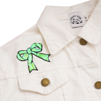 Chaquetas para Niñas, Chaqueta de Mezclilla Blanca con Lentejuelas, Apliques de Flores y Cintas, para Niñas Pequeñas y Grandes, Primavera-Otoño
