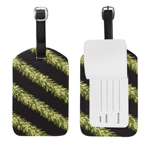 Puakenikeni Flower Print PU Luggage <b>Tag</b> Custom Logo Travel Hotel <b>Suitcase</b> Card Holder for Airport Baggage Plastic Luggage <b>Tags</b> - Product Image 2