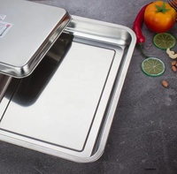 Plateau cafétéria rectangulaire en acier inoxydable, ustensile de cuisine, plateau de cuisson