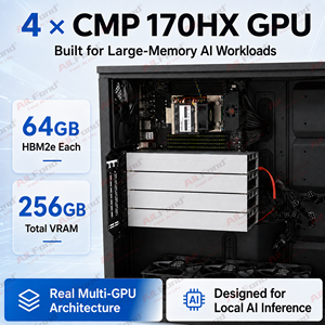 เวิร์กสเตชัน 4 x CMP 170HX AI พร้อมหน่วยความจำ HBM2e VRAM รวม 256GB เซิร์ฟเวอร์ประมวลผลแบบ Multi-GPU รุ่น 7K62 สำหรับการประมวลผลแบบ DeepSeek V4 ขนาดใหญ่ - Product Image 5