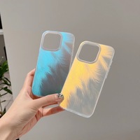 Bunte Farbverlauf Laser Feather Phone Case für iPhone 16 15 14 13 12 Pro Max Hard PC Schutz Aurora Full Cover