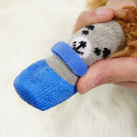 Bottes respirantes imperméables réglables Chaussures pour animaux de compagnie Semelle antidérapante en caoutchouc pour chat Chaussettes pour chien