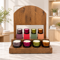 Support de présentation de bougies en bois de luxe pour comptoir, avec logo sérigraphié, personnalisé pour les boutiques de détail, les magasins de cosmétiques et les présentoirs de marchandises