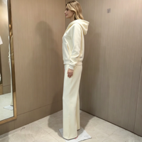 Ensemble de survêtement QZFSO personnalisé avec logo, 2 pièces, pantalon et sweat-shirt court en coton de haute qualité, coupe ample, pour femmes