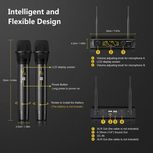 ميكروفون UHF اللاسلكي المحمول باليد ذكي مع اختيار التردد التلقائي للمنزل والاجتماعات كاريوكي - Product Image 4