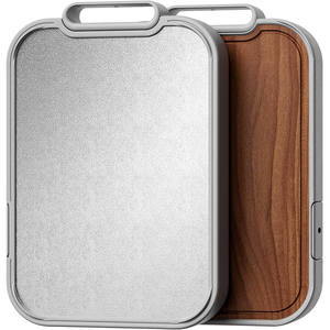 Planche à découper en titane et en bois de qualité supérieure, double face, planche à charcuterie avec support rotatif pour le comptoir de cuisine - Product Image 1