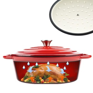 Olla Ovalada de <span class=keywords><strong>Hierro</strong></span> <span class=keywords><strong>Fundido</strong></span> con Revestimiento de Esmalte Antiadherente de Primera Calidad, Apta para Horno y Lavavajillas - Product Image 4