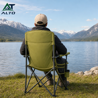 Chaise de camping Oxford 600D 57x57x90cm, chaise pliante à dossier haut en acier allié 150kg pour le camping, la pêche et les activités de plein air