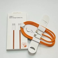 Câble de charge PD pour téléphone portable en nylon tressé orange 60W, type C vers USB C, pour iPhone 17 Pro Max 16 15