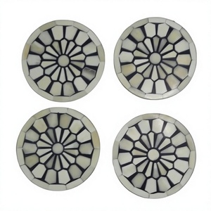 Juego de 4 Posavasos Decorativos de MDF con Incrustaciones de Hueso, Ecológicos, de Alta Calidad, para Hogar, Hotel o Restaurante - Product Image 1