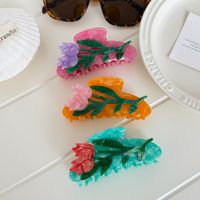 YJL NOUVEAU Printemps-Été Douces Pinces à Cheveux en Acétate Faites à la Main en Forme de Tulipe pour Femmes, Accessoires de Mode Coréenne pour Filles