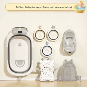 Ensemble de <span class=keywords><strong>baignoire</strong></span> <span class=keywords><strong>pliable</strong></span> pour bébé avec capteur de température, de la naissance au tout-petit, <span class=keywords><strong>baignoire</strong></span> portable pour voyage - Product Image 1