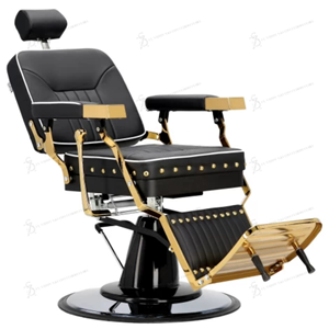 Chaise de coiffure de luxe pour hommes en or, chaise de barbier <span class=keywords><strong>Filippo</strong></span> Gold Black Classic Vintage, chaise de barbier luxueuse, chaise de barbier antique - Product Image 6