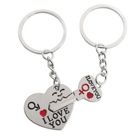 Porte-clés Saint-Valentin « Clé de mon cœur » en alliage de zinc de luxe, sérigraphié, avec logo personnalisé, pendentif couple monobloc