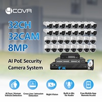 Système de caméra de sécurité 4COVR 32 canaux 4K avec disque dur 8 To, 32 caméras 8MP PoE extérieures, détection faciale IA, système de vidéosurveillance professionnel