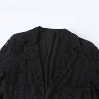 Blazer de bureau sur mesure pour femme 2026 avec bordure en dentelle unie, veste de travail formelle ajustée de style européen, OEM/ODM par une usine de vêtements chinoise