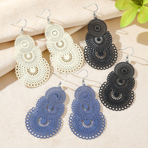Pendientes de Moda, Acrílico y Resina, Estilo Bohemia, Joyería para Mujer, Diseño Hueco Colorido en Rosa, Azul y Morado - Product Image 4