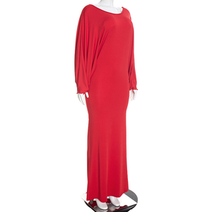 Viviblook Q26DS195 Vestido Largo Elegante de Noche para Mujer, Nuevo, Color Sólido, Casual, Manga Murciélago, Espalda Descubierta, Corte Ajustado - Product Image 4