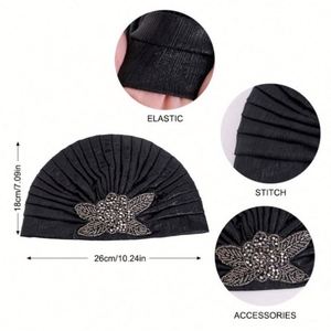 Turbante de Joyería de Colores Brillantes al por Mayor con Delicados Accesorios de Joyería, Pañuelo para la Cabeza de Poliéster, Pañuelos Diarios para Mujer - Product Image 4