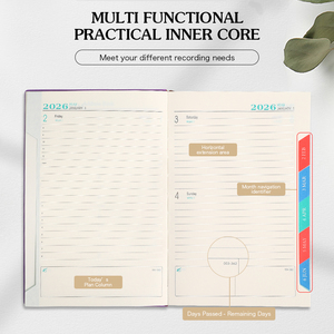 <span class=keywords><strong>Agenda</strong></span> Personalizada 2026, Planificador Semanal y Mensual, Tamaño A5, Tapa Dura de Cuero de Alta Calidad, Encuadernación Térmica, Cosido con Hilo, Cuaderno de 80gsm - Product Image 6