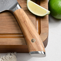Couteau à découper en acier Damas VG10 de 8 pouces, couteau à découper la viande, ultra-affûté avec manche en bois d'olivier, couteau de cuisine professionnel