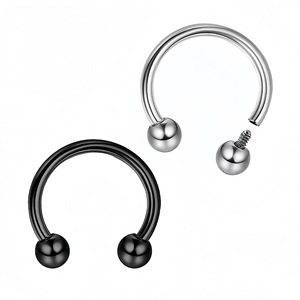 Anneau de nez en alliage de titane en forme de fer à cheval 16G avec fermeture à vis, anneau de septum et d'oreille, bijou de piercing pour usage quotidien - Product Image 1