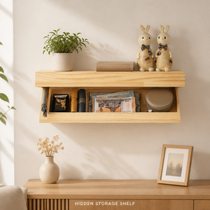 Étagère murale flottante en bois avec compartiment secret pour la décoration de la maison - Product Image 2