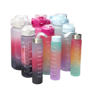 MUESTRA GRATUITA Botella de agua motivacional para gimnasio Tritan de 2000-3000 ml, nueva, a prueba de fugas, con degradado de color, juego 3 en 1 - Product Image 3