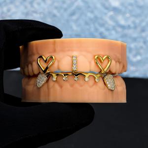 Gallerley özel tasarım erkek HipHop gümüş altın kaplama parlatma kalp şekli yuvarlak parlak kesim Bar tipi <span class=keywords><strong>Grillz</strong></span> - Product Image 4
