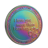 Pièce de collection romantique en cuivre fin .999 de 1 oz, gravée en 3D, avec impression UV moderne 'I Love You' et trèfle à quatre feuilles, pièce de défi