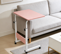 Petit bureau d'étude réglable en hauteur avec cadre en métal et surface en bois, design durable, petit bureau de bureau