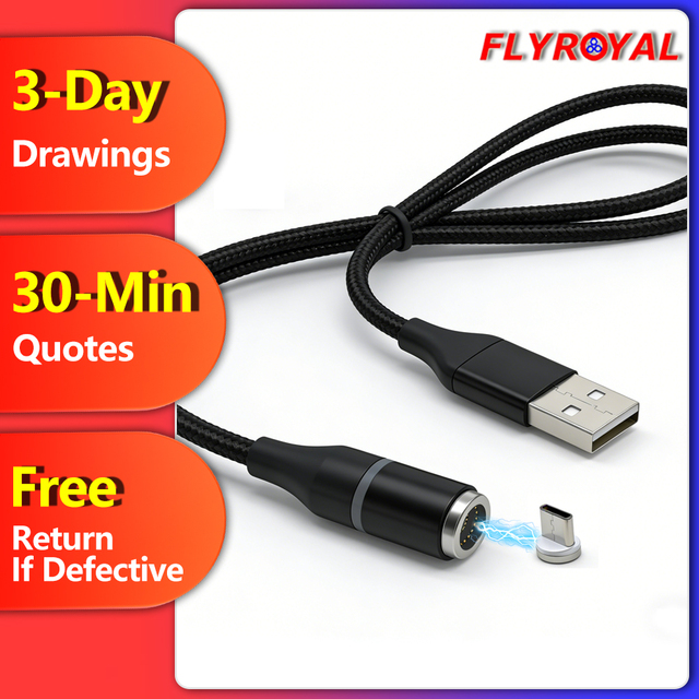 Custom Cable 3 in 1 180 Rotation Fast Magnetic Usb Cable PD Quick Charge 3.0 3.1 Micro USB Type C