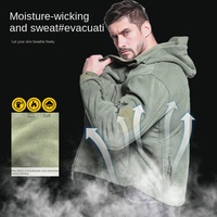 Veste polaire thermique coupe-vent à capuche pour homme, automne/hiver, style sportif, doublée polaire, color block, imprimé délavé