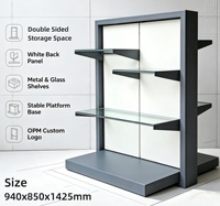 Étagère de présentation métallique double face personnalisée pour supermarché, présentoir de vente au détail pour les produits de collation, bonbons, aliments, boissons et accessoires