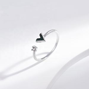 Bague ouverte simple en argent sterling 925 plaqué or 14 carats, motif trèfle, pour femme, style empilable, prix usine - Product Image 3