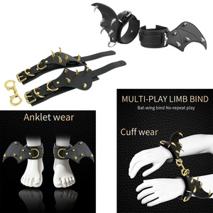 Hot-Selling <b>Sexy</b> Bondage Gear Gothic Studded Leather Handcuff & Ankle Cuff <b>Set</b> Adjustable BDSM Restraints for Couples - Product Image 1