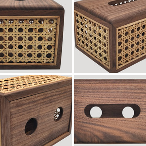 Caja de pañuelos tejida de bambú, 19,2x12,5x10cm, rectangular hecha a mano para sala de estar, escritorio de oficina, almacenamiento decorativo - Product Image 4
