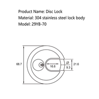 Cadenas rond robuste en acier inoxydable 304 de 60/70 mm avec clés jaunes pour extérieur, entrepôt, tiroir, armoire, certifié ISO9001