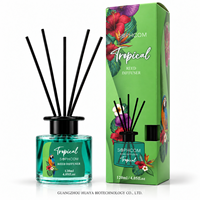 Ensemble diffuseur de parfum à bâtonnets en rotin sous marque privée avec flacon en verre et bâtonnets personnalisés pour collections de parfums d'ambiance en vente au détail