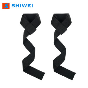 Sangles de musculation Shiwei, entièrement noires, en coton épais, avec support pour les poignets, pour l'entraînement en salle de sport - Product Image 3