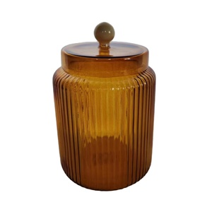 Wholesale Glass Food Storage Jar With Glass Lid Stripes Glass Canister Kitchen Dried Fruit Food Grains Storage bottles