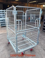 Chariot de stockage pliable en U à 3 côtés ouverts, taille personnalisée, pour supermarché, chariot logistique emboîtable en forme de U