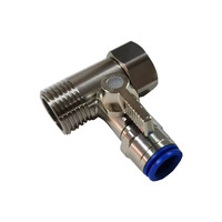 Vanne d'alimentation en eau froide 1/2" x 1/2" x 1/4" - Adaptateur en T pour système d'alimentation en eau - Vanne d'arrêt angulaire - Vanne de dérivation