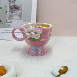 Tazas de Café de Cerámica Hechas a Mano, Tazas Creativas, Tazas de Desayuno con Forma de Tulipán, Tazas para Jugo y Leche - Product Image 4