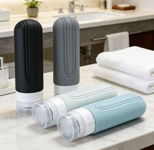 Silicone Four-Piece Cosmetic Set in <b>Bottles</b> Eco-Friendly 4-in-1 Travel Set with Leak-Proof and Soft Design - Product Image 1