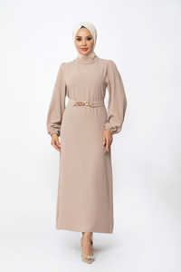 SIPO Eid Dubai Abaya – robe longue de soirée islamique pour femmes, tenue Maxi Beige unie, 2022 - Product Image 3