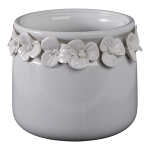 Vaso in gres con applicazioni floreali e design in ceramica testurizzata per piante da interno ed esterno - Product Image 2