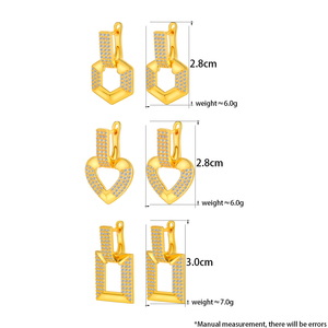 Luxury Brazilian Zirconia <b>Dangle</b> <b>Earrings</b> 21k <b>Gold</b> Plated Fashion Geometric Drop <b>Earring</b> for Women Daily Party - Product Image 6