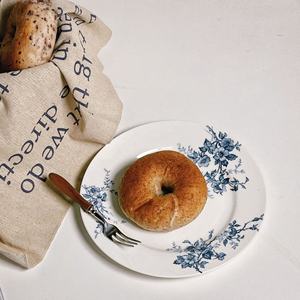 Assiettes et <span class=keywords><strong>Plats</strong></span> à Dessert Rond Vintage Terre de Fer Assiette à Petit Déjeuner en Céramique Classique Française Fleur Bleue - Product Image 4